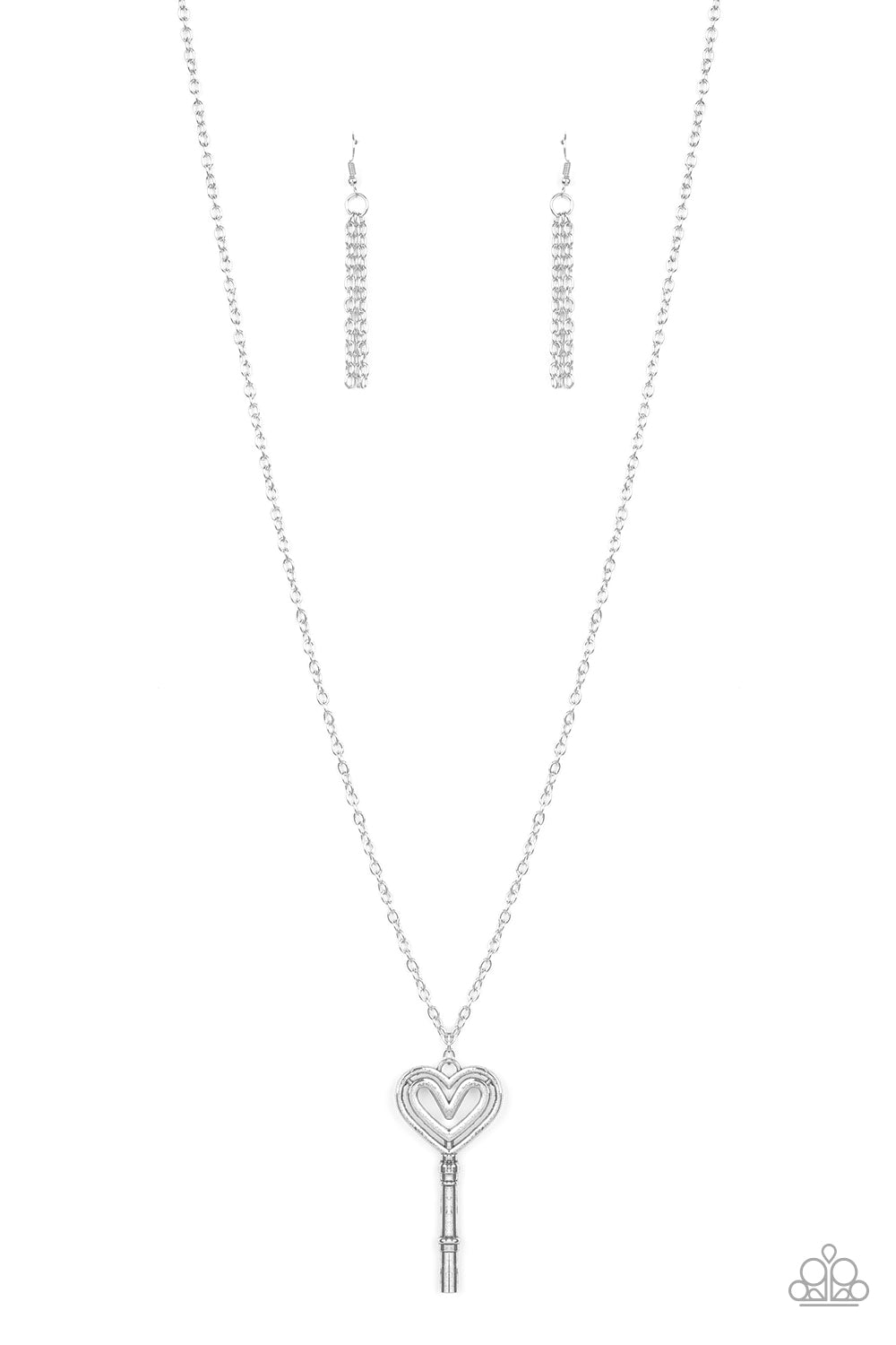 Unlock My Heart - Silver Long Necklace